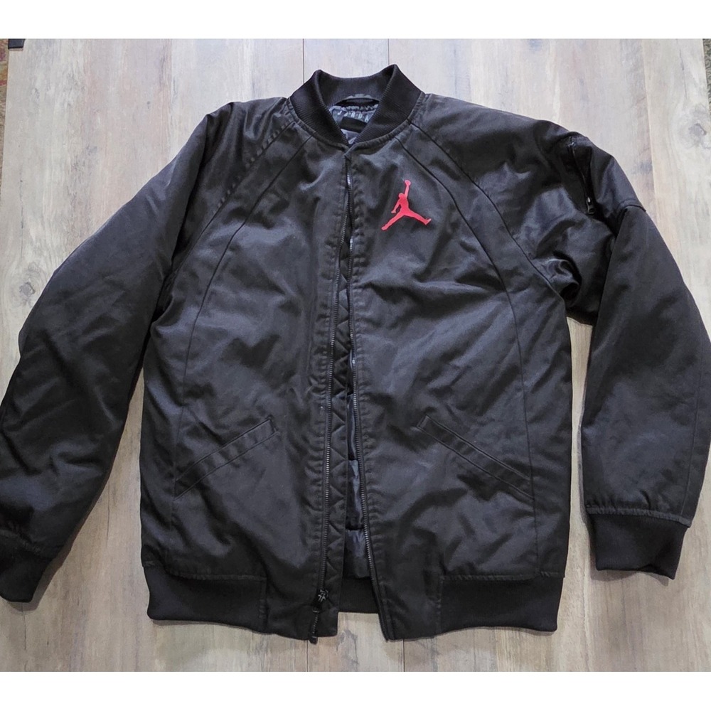 Nike Air Jordan Boys Jumpman Bomber Jacket Youth XL Black Full Zip Vtg Y2K